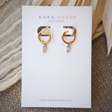 Baguette Charm Gold Huggie Hoops