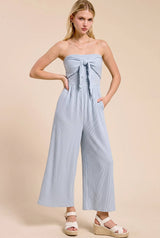 Adria Ribbed Tie-Front Palazzo Jumpsuit