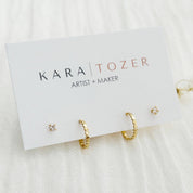 Dainty Dot Hoop & CZ Stud Earring Set