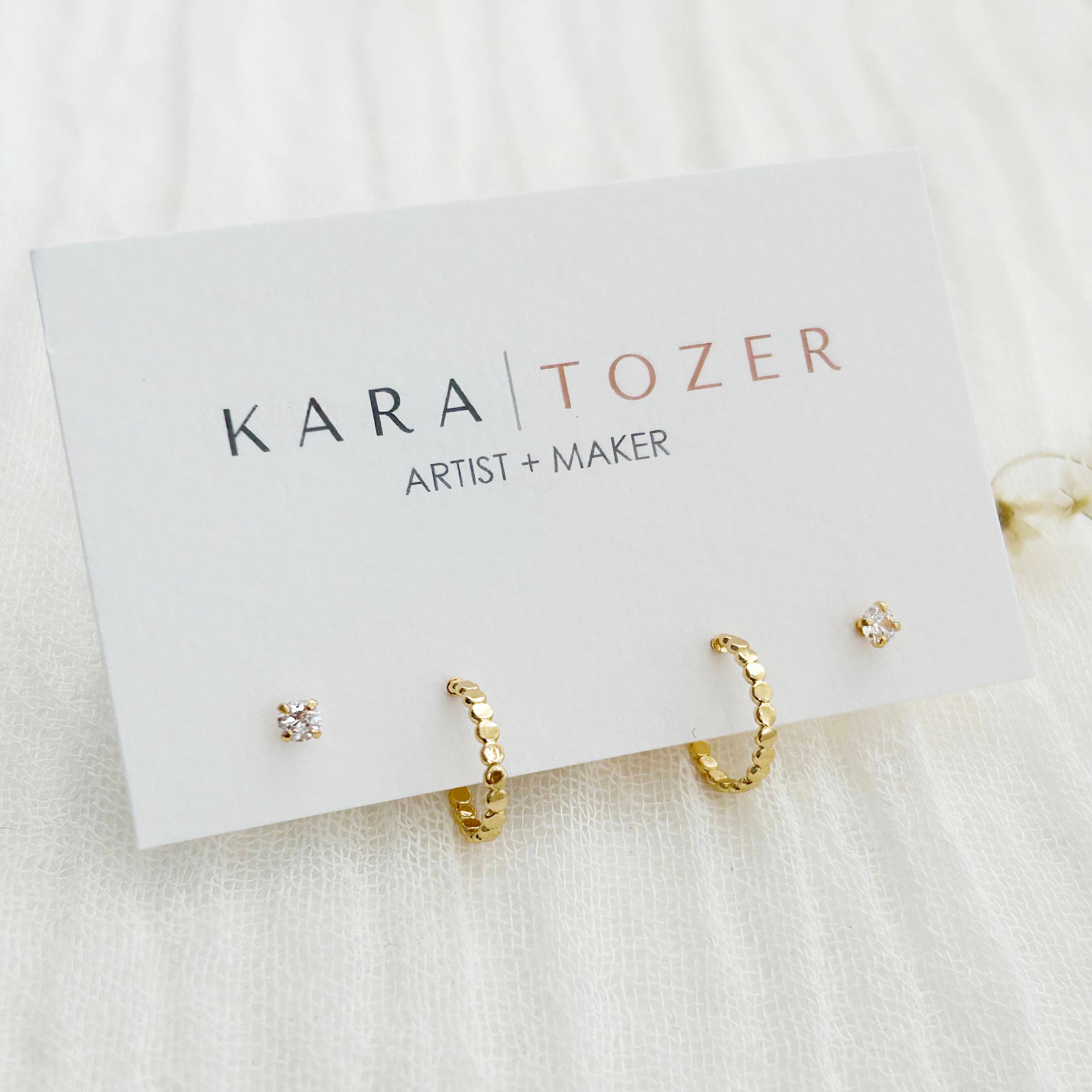 Dainty Dot Hoop & CZ Stud Earring Set