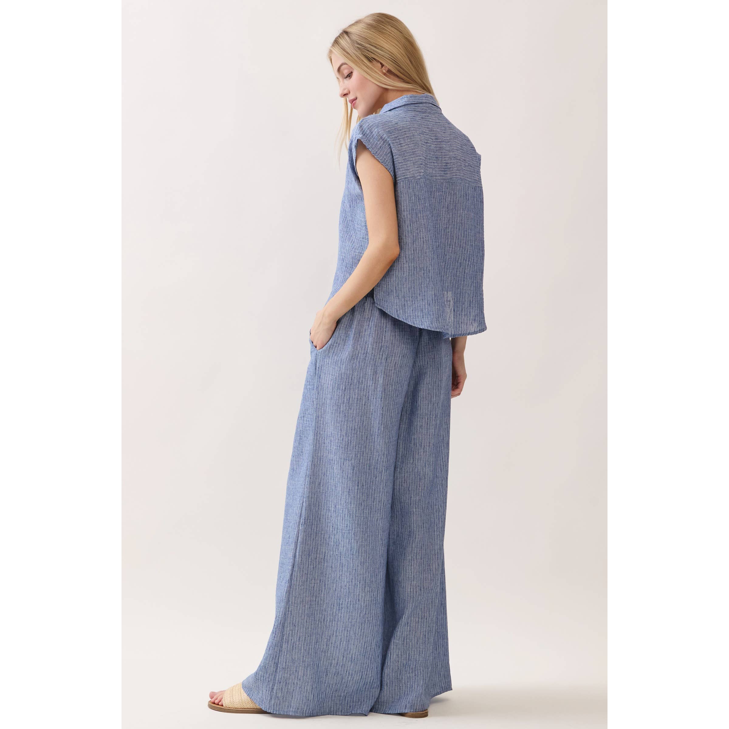 Ottilie Striped Smocked Waist Wide Leg Pants