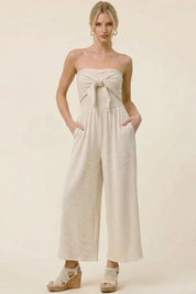 Adria Ribbed Tie-Front Palazzo Jumpsuit