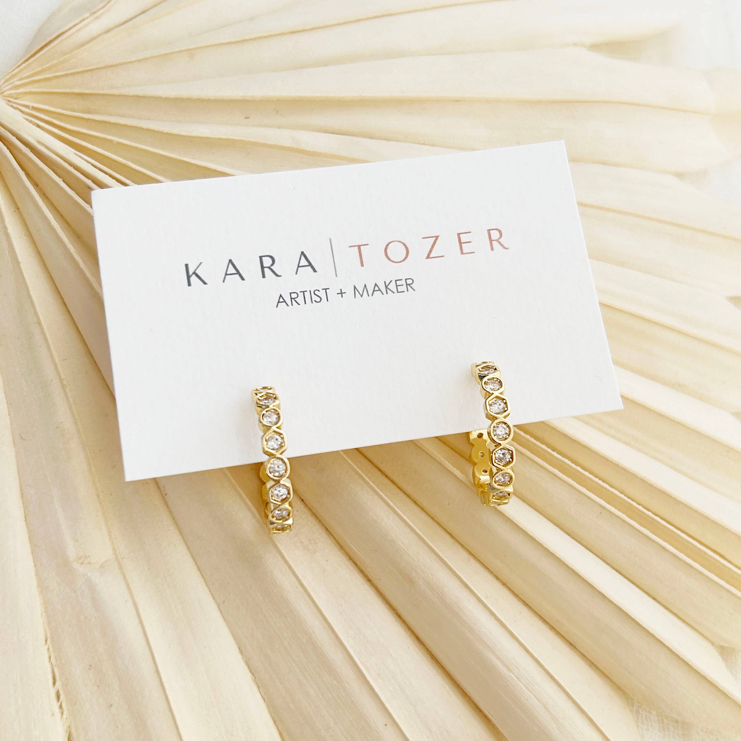Gold Geometric Crystal Hoop Earrings