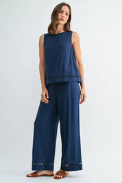 Tessa Trim Detail Linen Blend Tank