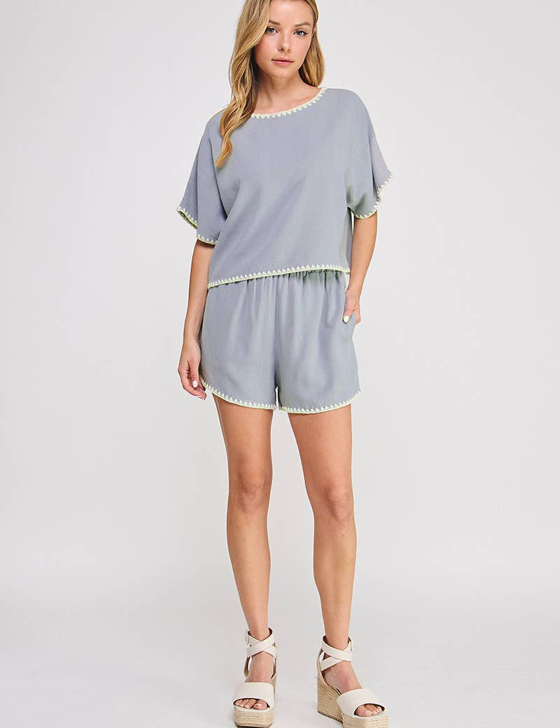 Embroidered Trim Shorts
