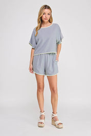 Embroidered Trim Shorts