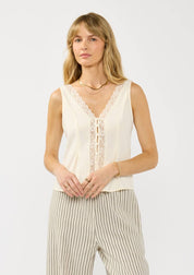 Junie Lace Trim Button Front Top