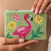 Seed Bead Flamingo Coin Purse