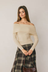 Arden Off Shoulder Rib Knit Sweater