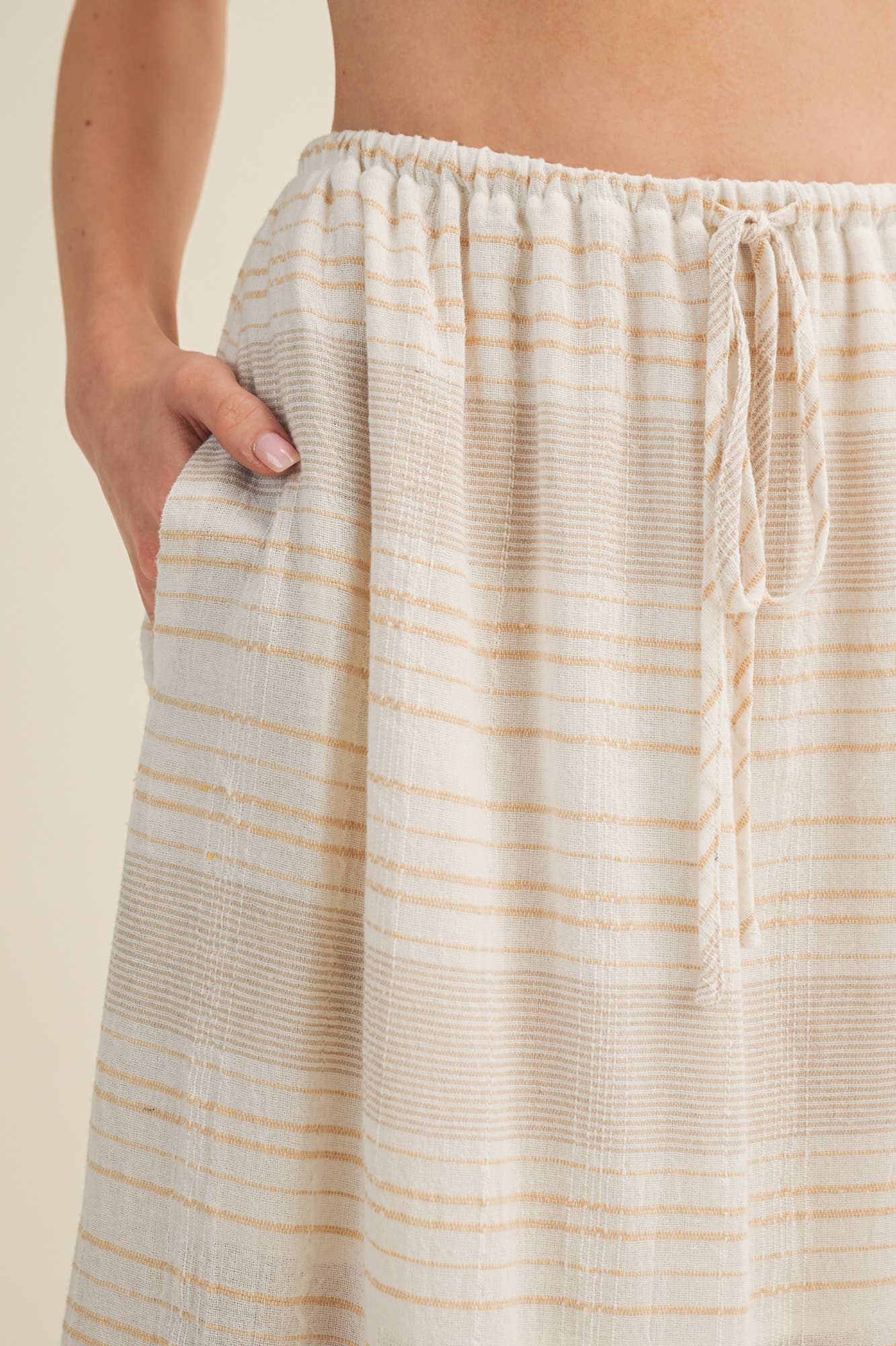 Etched Stripe Tiered Maxi Skirt