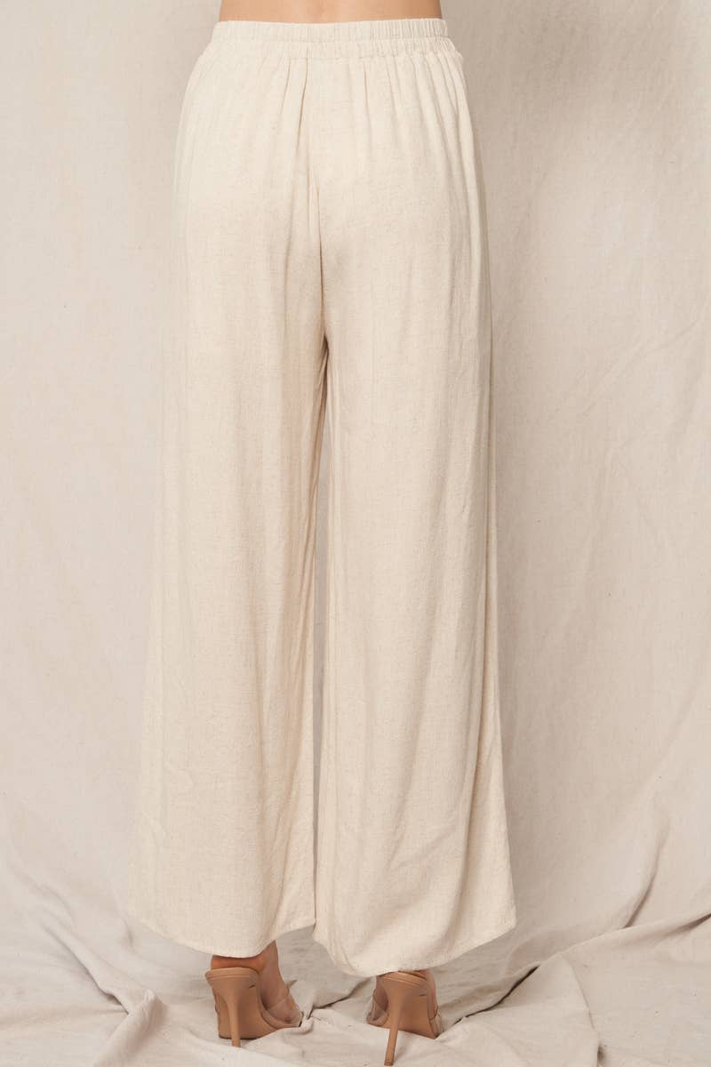 Elastic Waistband Wide Leg Pants