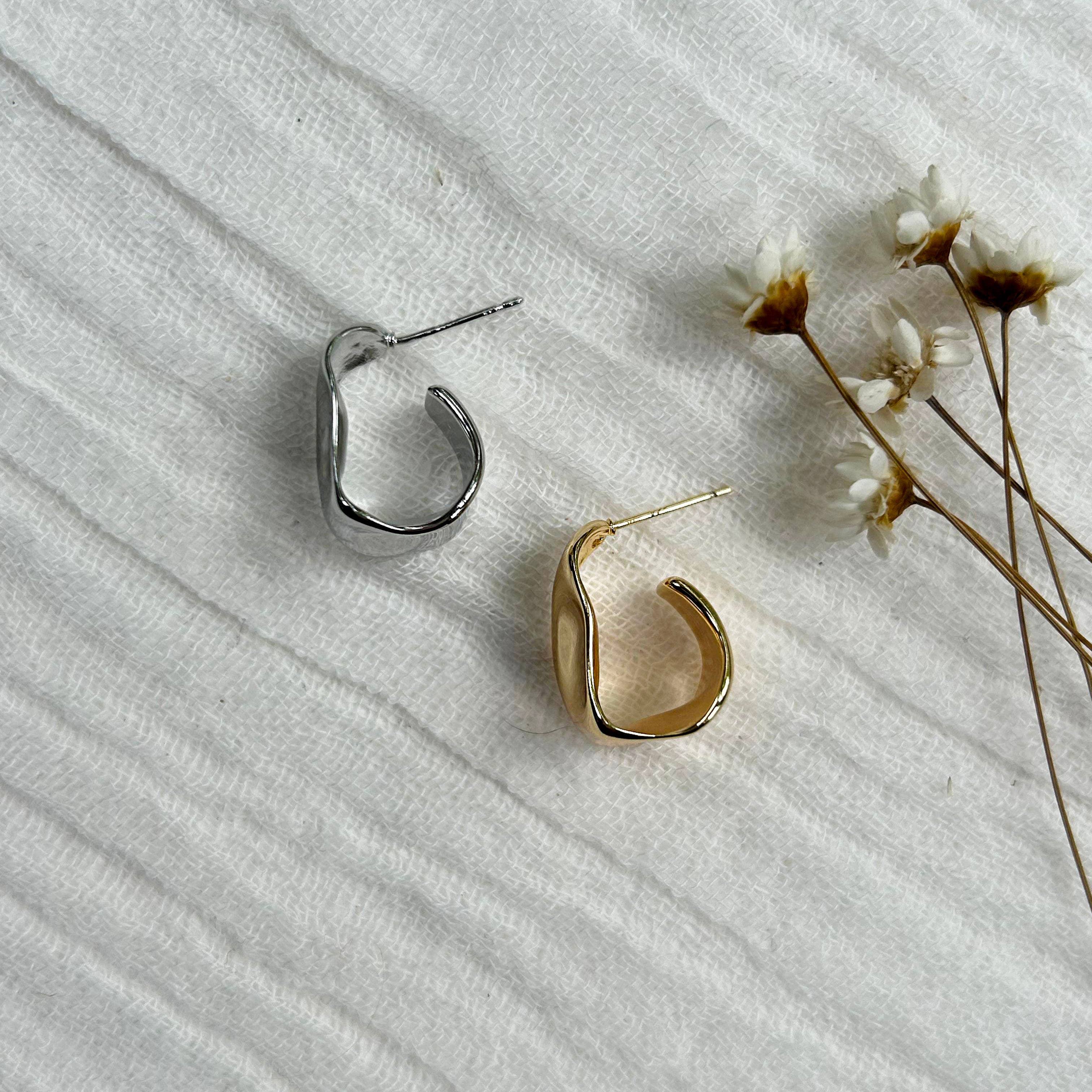 Chunky Teardrop Gold Half Hoop Earrings