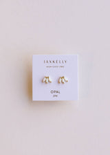 White Opal Crown Stud Earrings