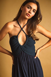 Thea Crochet Bodice Gauze Maxi Dress