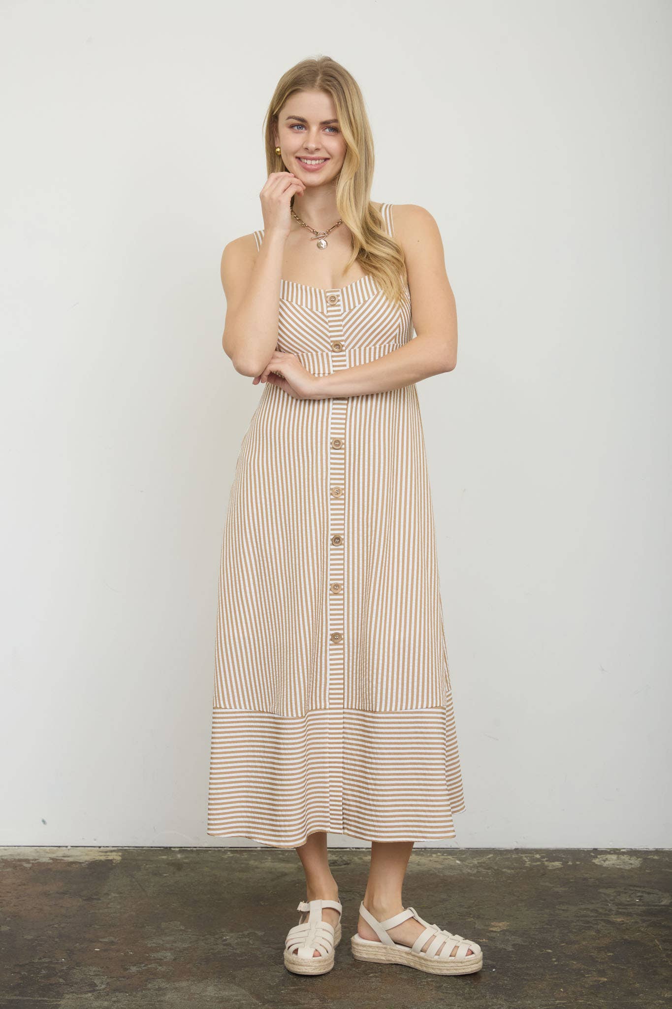 Sweetheart Stripe Midi Dress