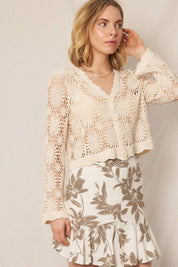 Flower Pattern Crochet Cardigan