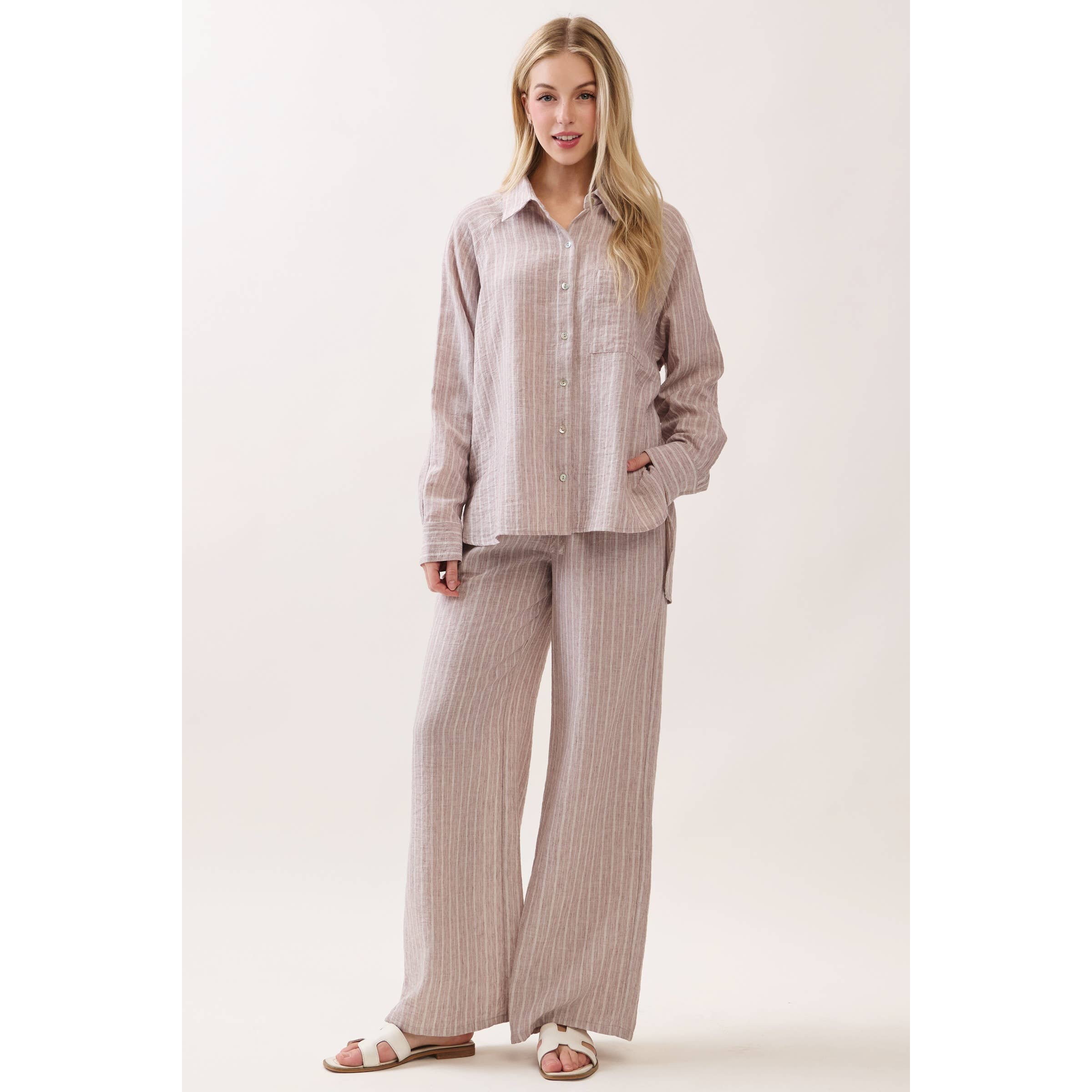 Livia Striped Button-Down Shirt