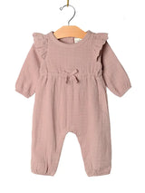 Lilac Embroidered Flutter Sleeve Romper