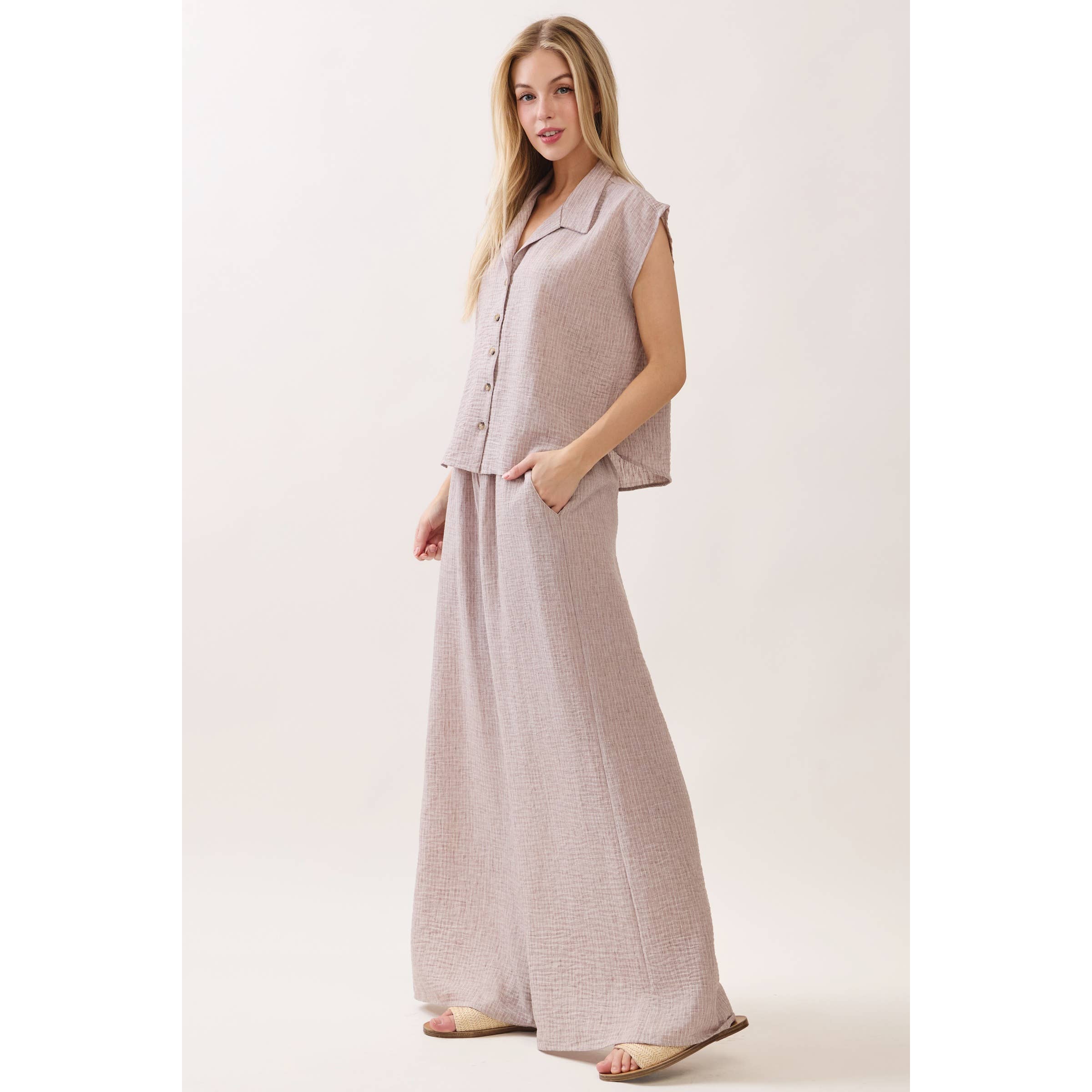 Ottilie Striped Smocked Waist Wide Leg Pants