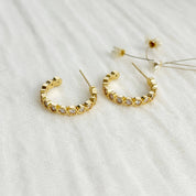 Gold Geometric Crystal Hoop Earrings