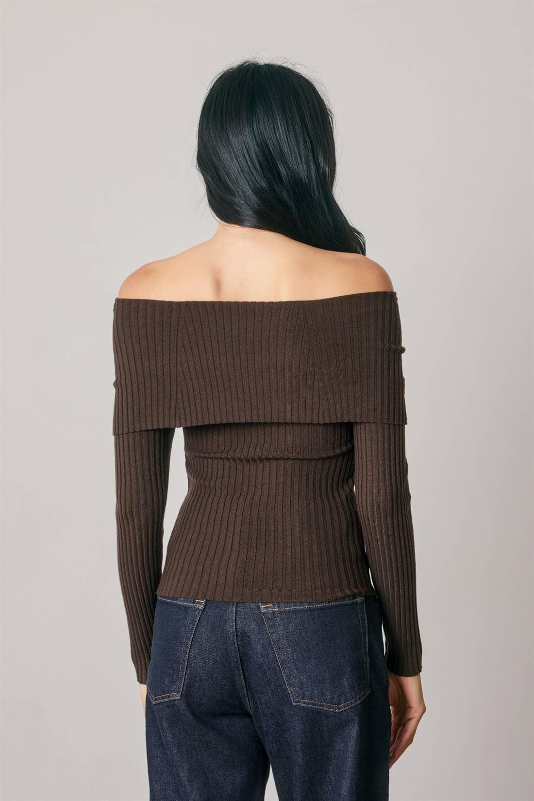 Arden Off Shoulder Rib Knit Sweater