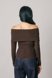 Arden Off Shoulder Rib Knit Sweater
