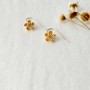 Gold Pressed Flower Dangle Earrings