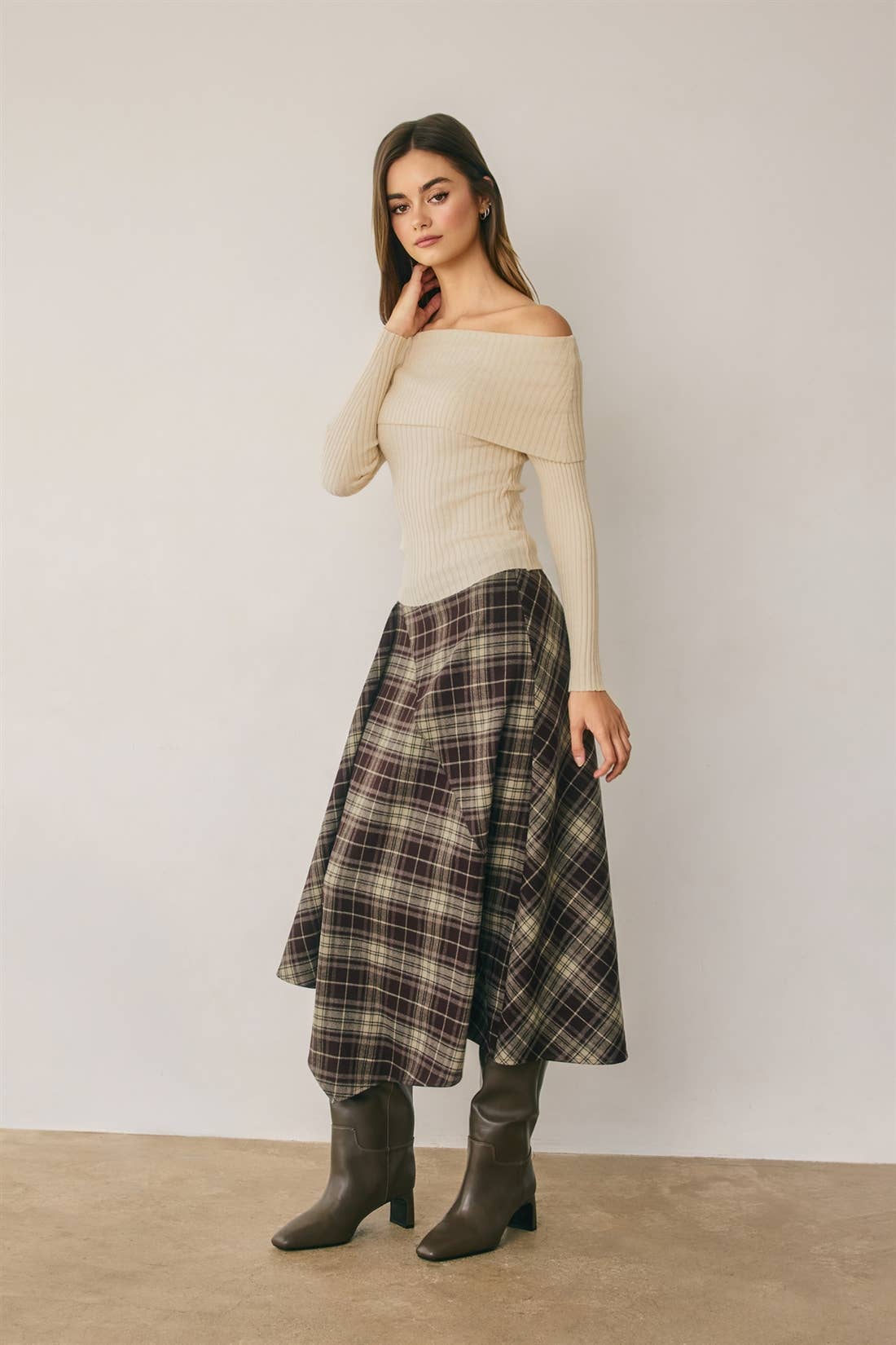Arden Off Shoulder Rib Knit Sweater