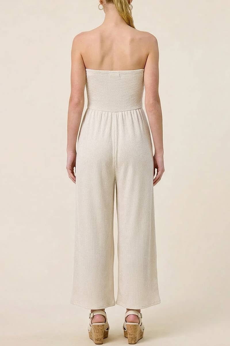 Adria Ribbed Tie-Front Palazzo Jumpsuit