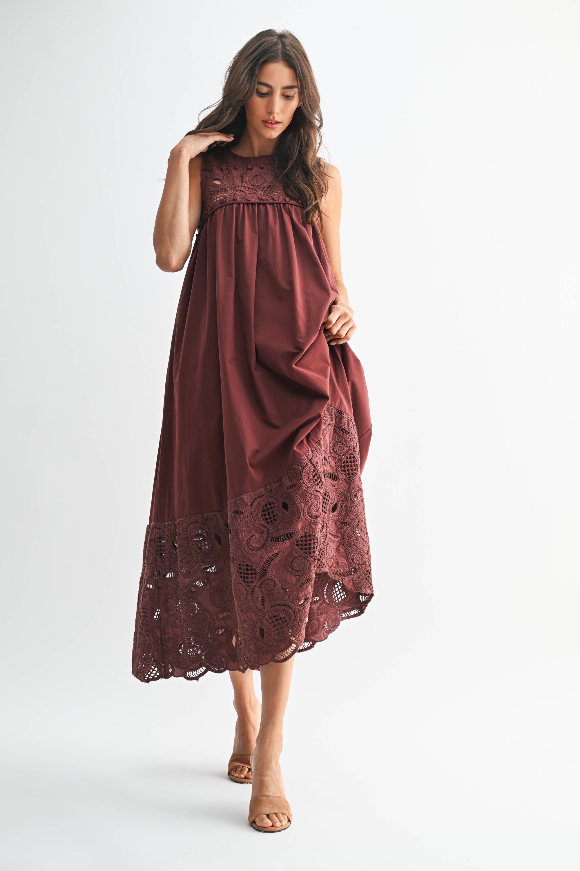 Celeste Lace Detail Boho Maxi Dress