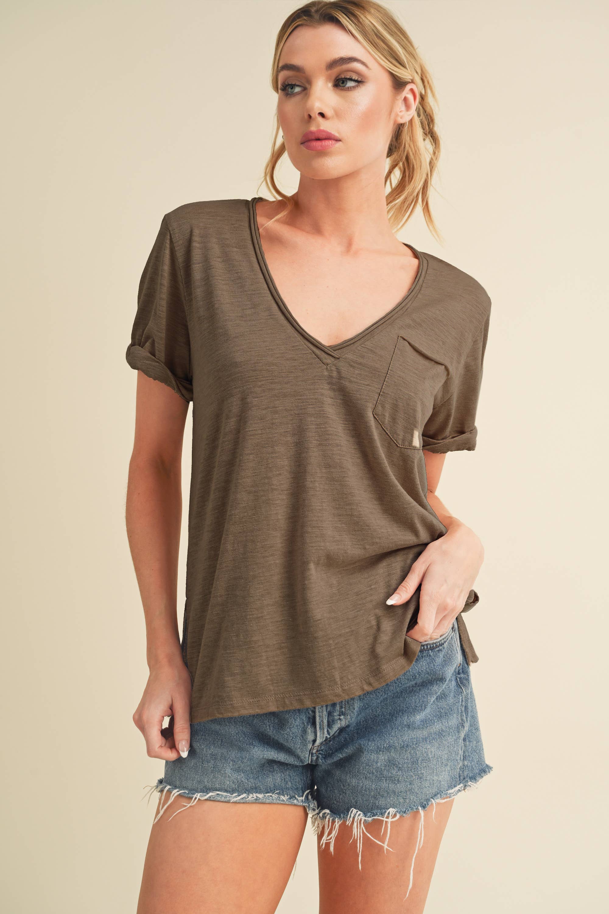 Zoie V-Neck Short Sleeve Top