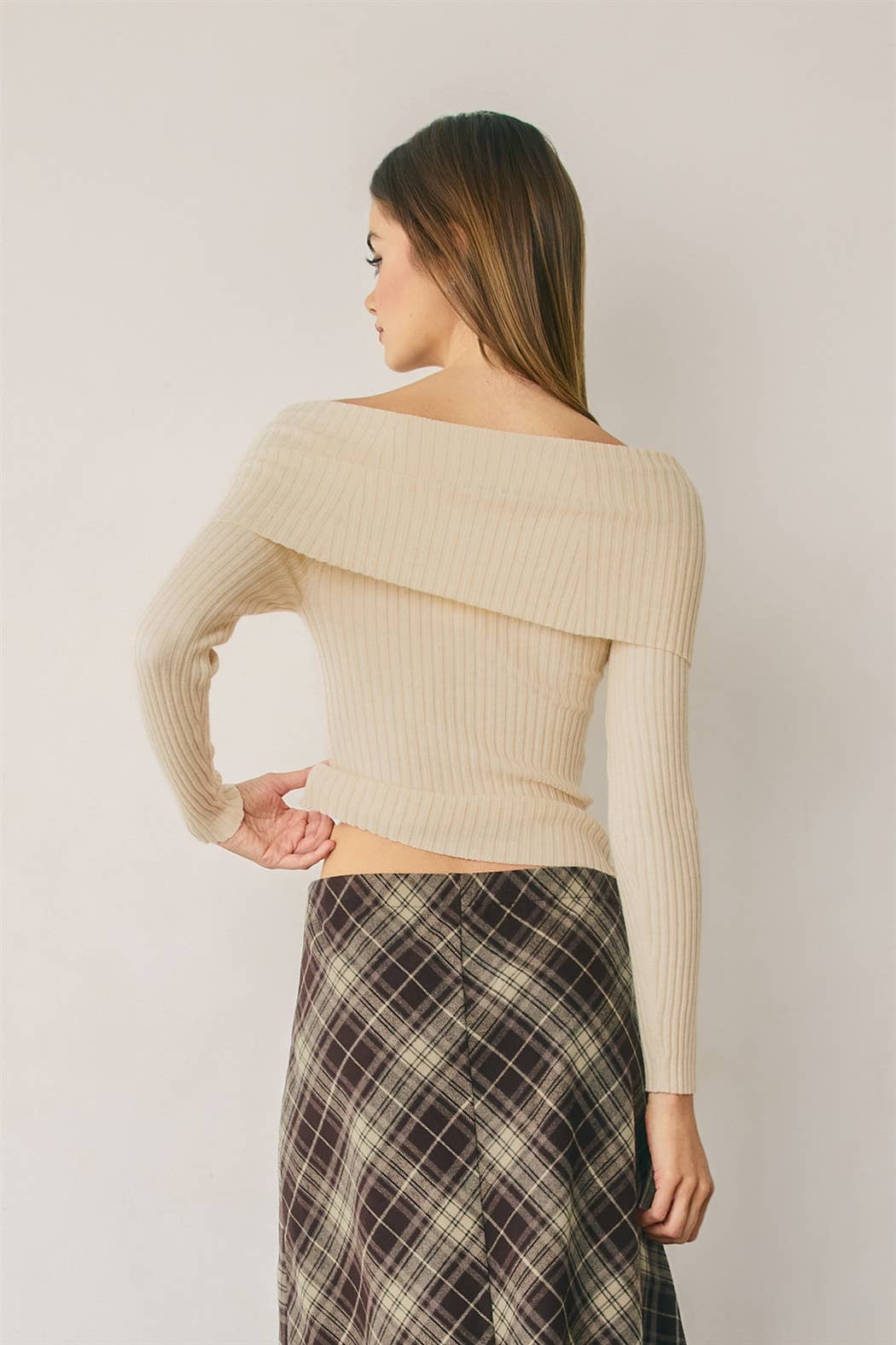 Arden Off Shoulder Rib Knit Sweater