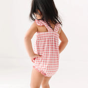 Pink Gingham Flutter Sleeve Romper