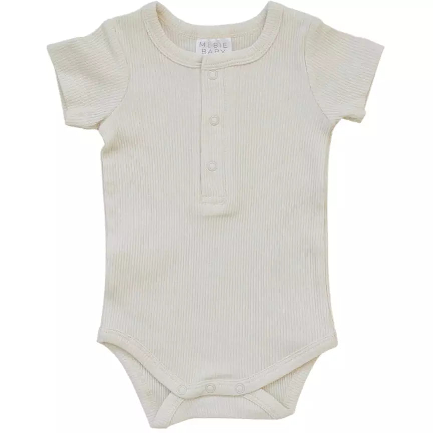 Vanilla Organic Cotton Ribbed Snap Bodysuit - SiestaBabyCo
